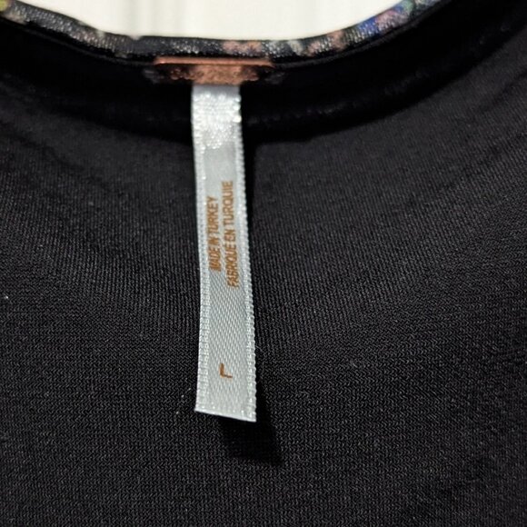 Free People Floral Mesh Material Mini Dress Puff Sleeve Low Back V Neck - Picture 3 of 7